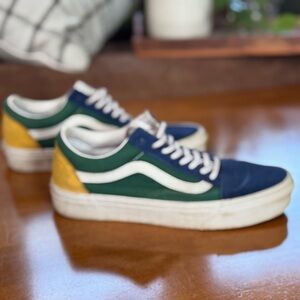 Vans Canvas Yacht Club Blue Green Yellow Sneakers Mens Size 6.5 Women’s Size 8